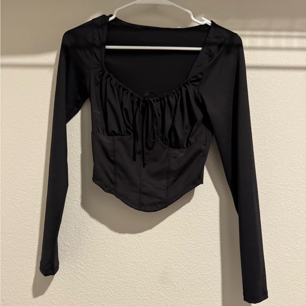Chic Black Ruched Women's Blouse